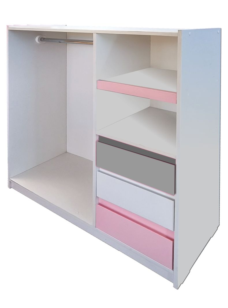Mini Closet Montessori Minimal Gris Blanco Rosado-1