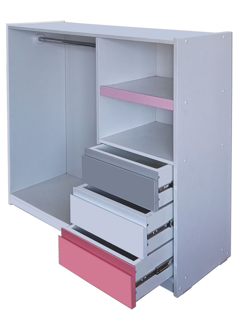 Mini Closet Montessori Minimal Gris Blanco Rosado-2
