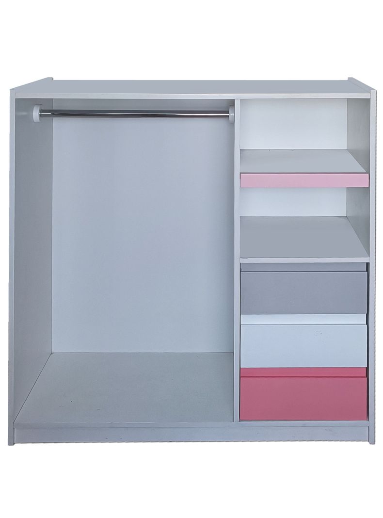 Mini Closet Montessori Minimal Gris Blanco Rosado-0