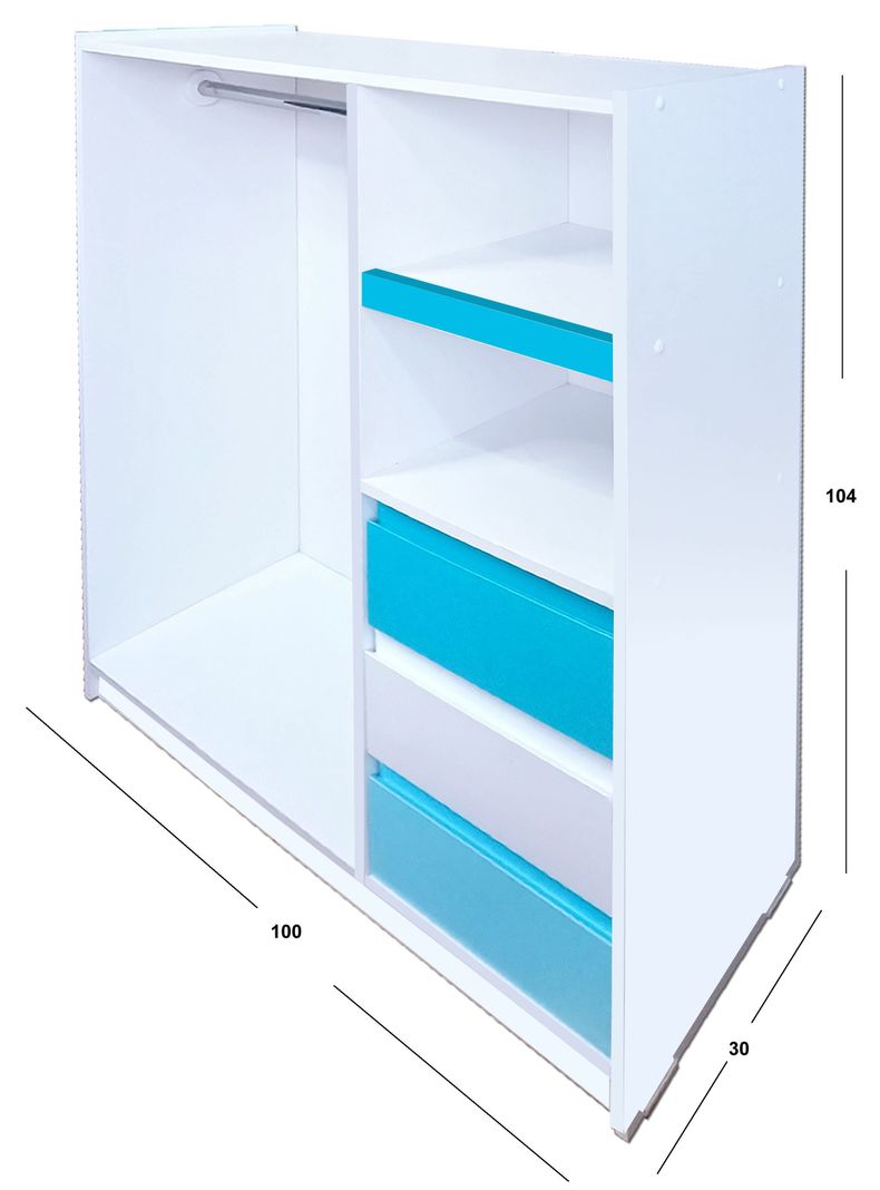 Mini Closet Montessori Minimal Calipso Blanco Celeste-2