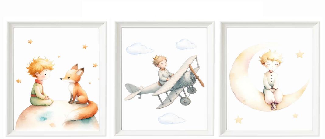 Set Cuadro Infantil Principito Acuarela A