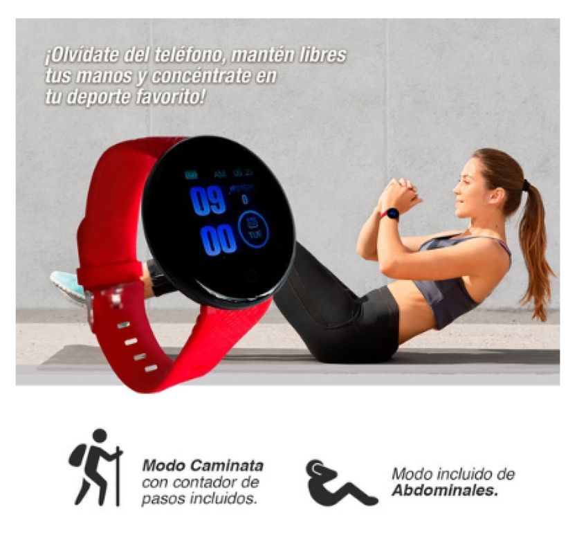 Reloj D18 Smartwatch Inteligente Rojo-4