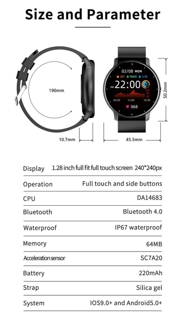 Reloj Inteligente Smartwatch, NEGRO -4