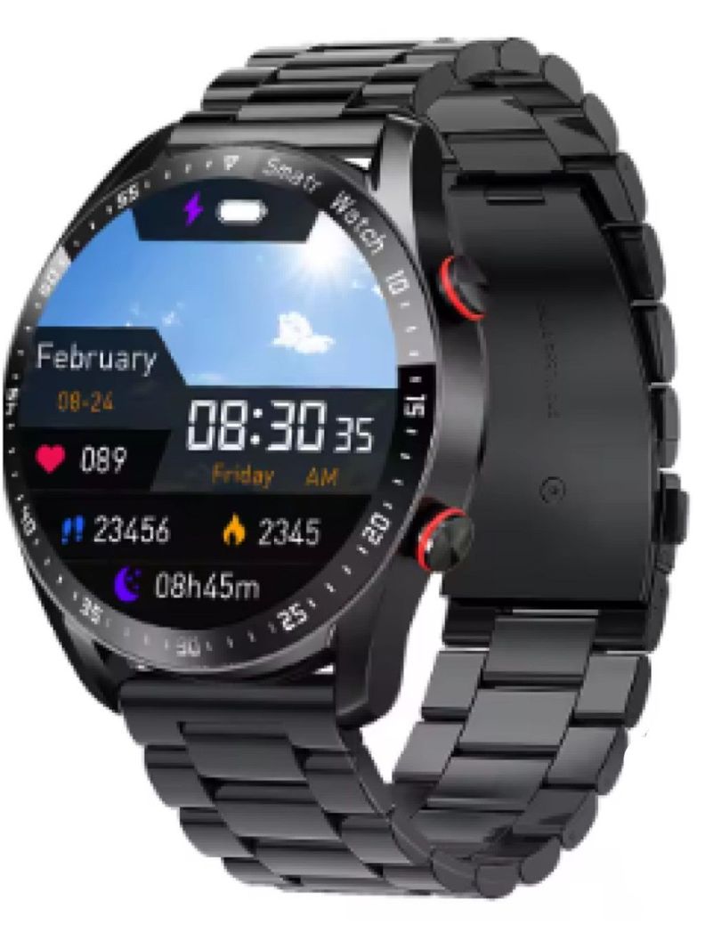 Reloj Inteligente Para Hombre Correa Metálica Monitor de Salud ,-0