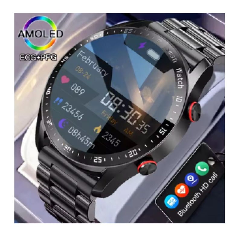 Reloj Inteligente Para Hombre Correa Metálica Monitor de Salud ,-2