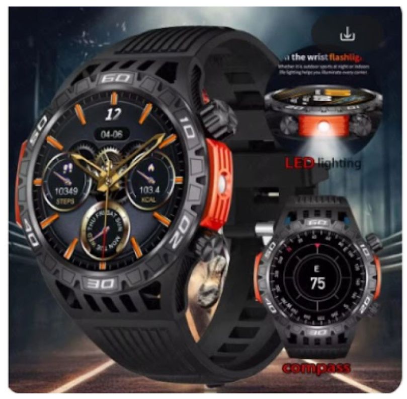 Reloj inteligente deportivo para hombre - Negro Mate / 6 3/8-4