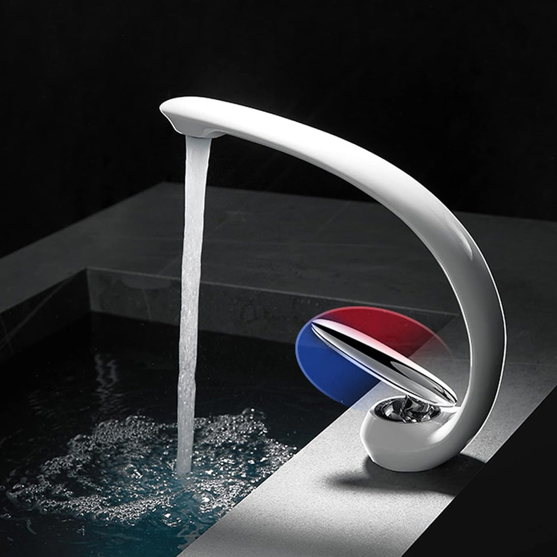Llave Lavamanos Curva Premium Acero Inoxidable Negro Baño-3