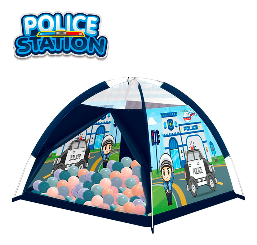 Carpa Tienda Estacion Policia Infantil Con 100 Pelotas-2