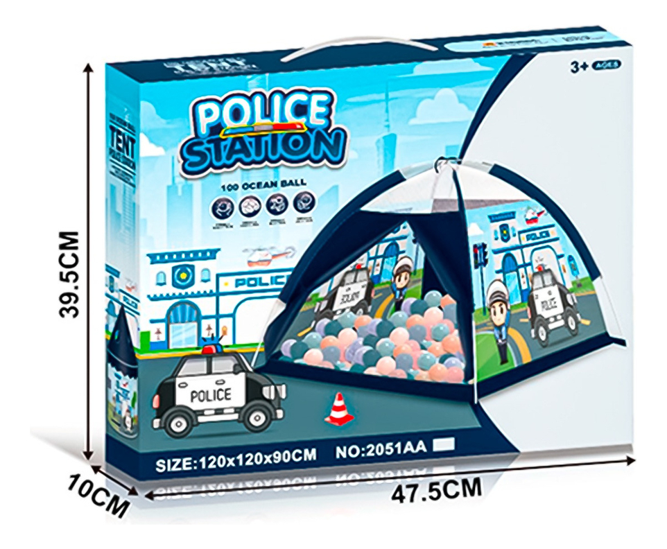 Carpa Tienda Estacion Policia Infantil Con 100 Pelotas-3