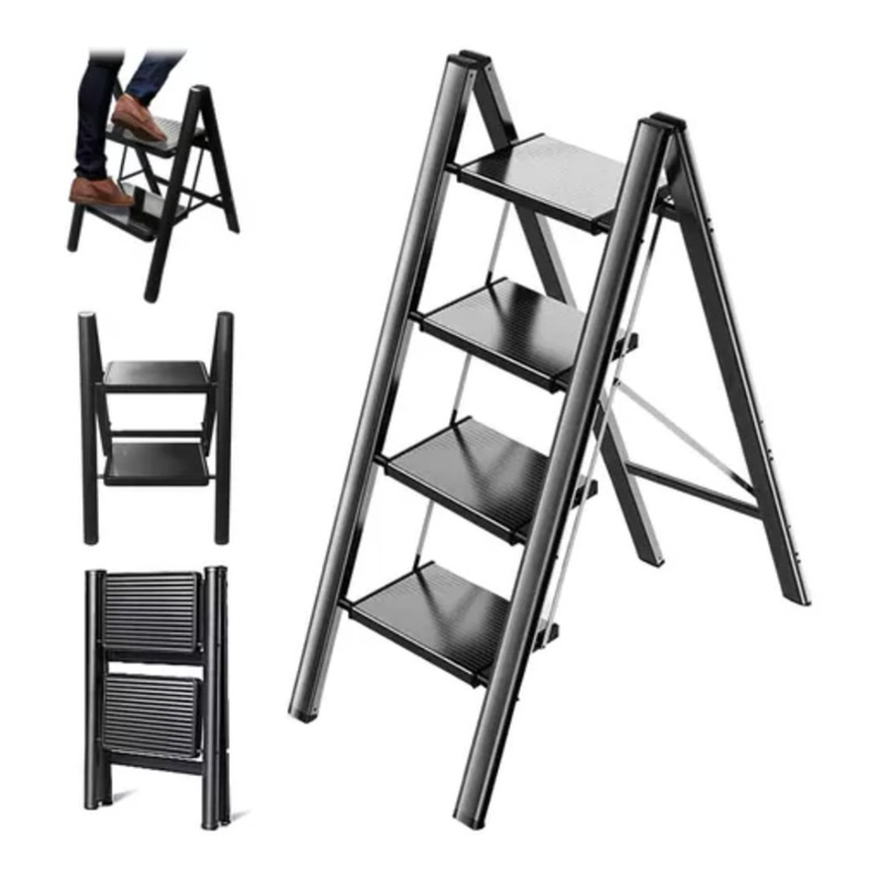Escalera Plegable Ligera Acero 4 Escalones Capacidad 150kg-0