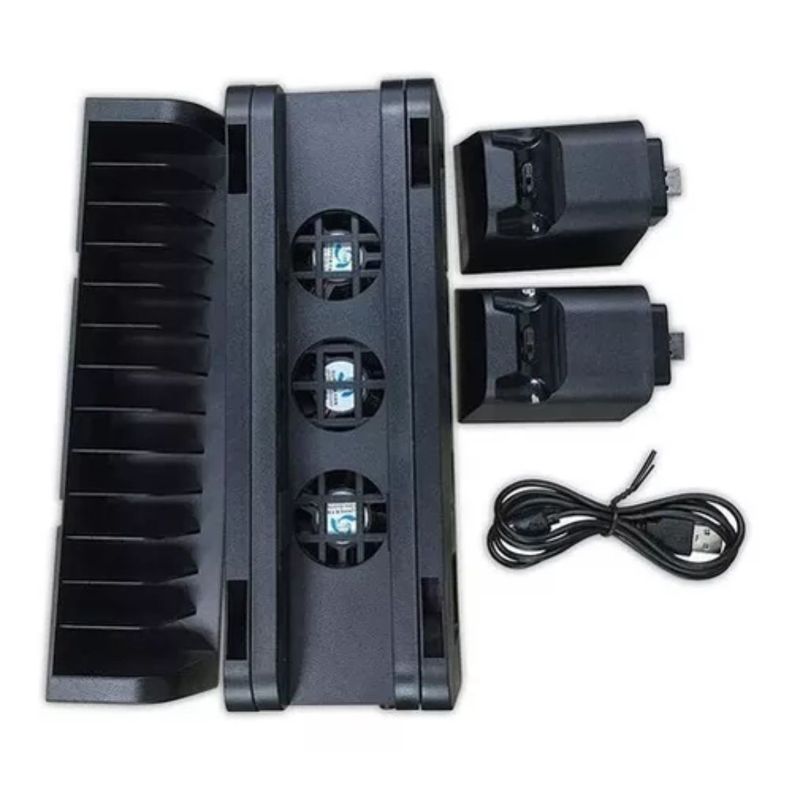 Soporte Base Play Station 4 Para 2 controles Con Ventilador Y Juegos-4