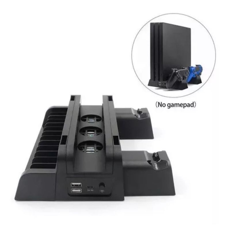 Soporte Base Play Station 4 Para 2 controles Con Ventilador Y Juegos-2