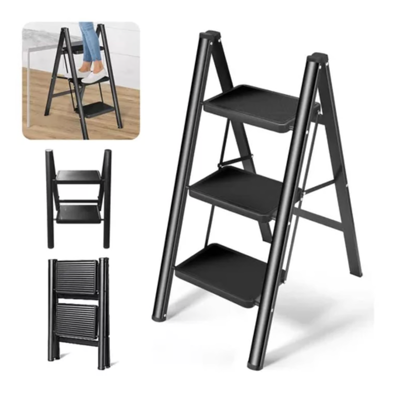 Escalera Plegable Ligera Acero 3 Escalones Capacidad 150kg