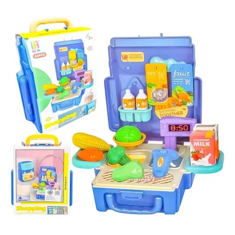 Mochila Juguete Minimarket 22 Piezas Para Niños Y Niñas-0
