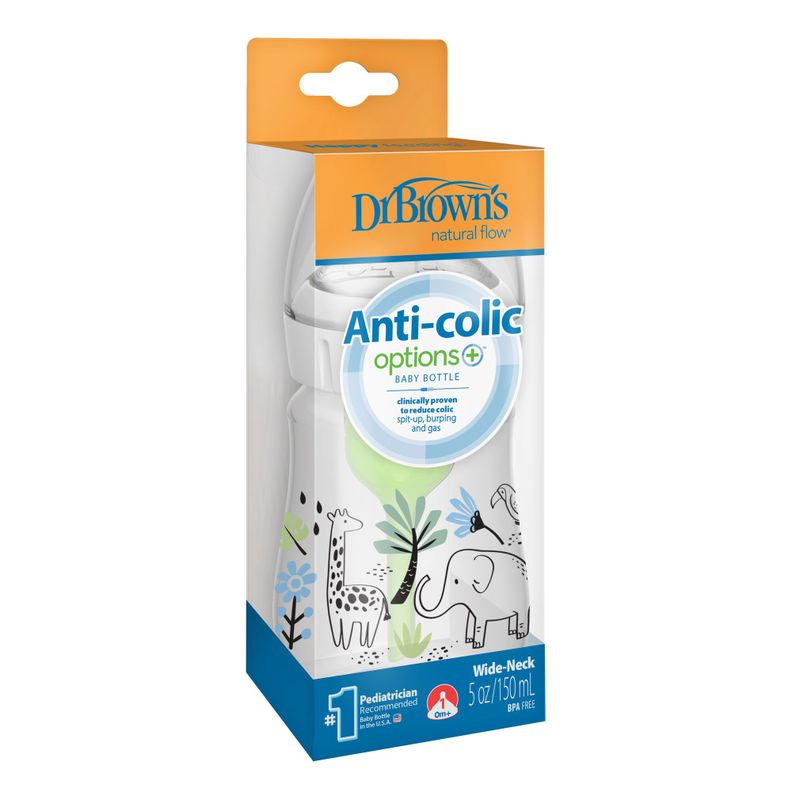 Mamadera Anticólico Boca Ancha 150ml, Elefante & Jirafa en la Jungla-2