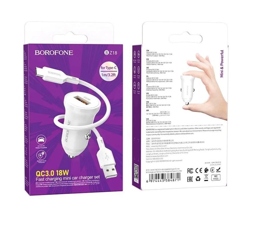 Cargador De Automovil Usb 18w Cable Tipo-C-3