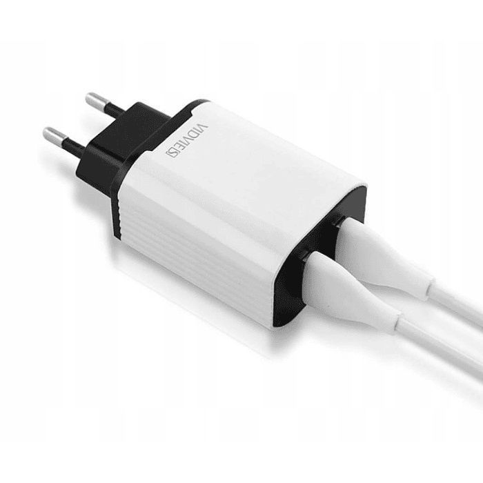 Cargador pared 2 puertos USB  carga rápida Vidvie-1