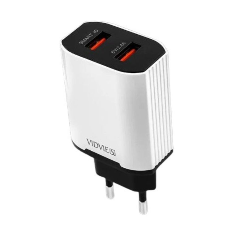Cargador pared 2 puertos USB  carga rápida Vidvie-3