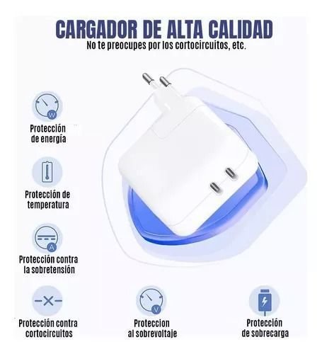 Adaptador USB-C Doble puerto 35W compatible iphone Ipad-2