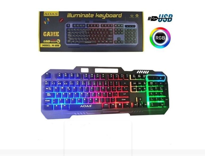 Teclado Mecánico Aoas M888 Cable Usb Gamer Luces Rgb-3