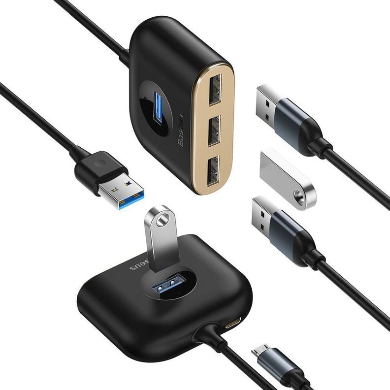 Adaptador Hub 4 En 1 Usb 3.0 2.0 5gbs Baseus Negro-2