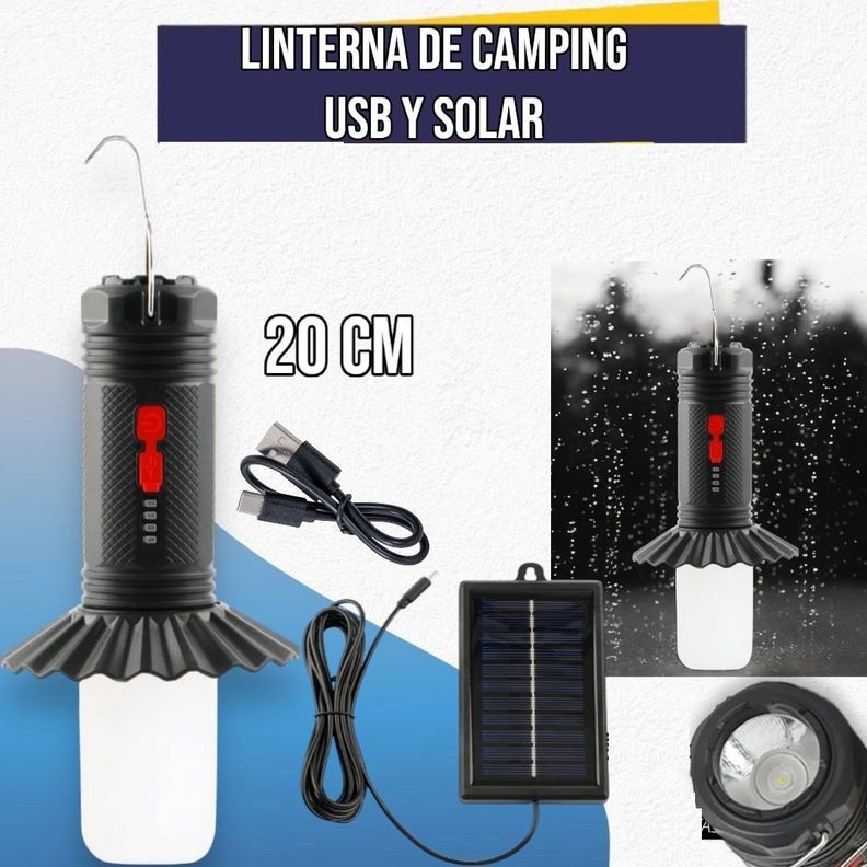 Linterna de camping USb y Solar  20CM-1
