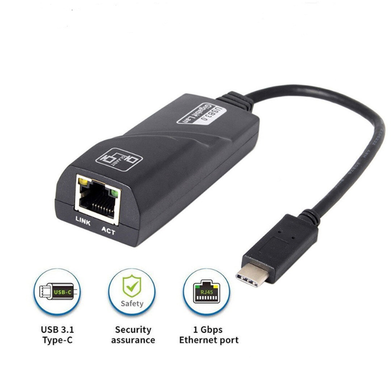   Adaptador tarjeta red USB tipo C 3.1 a Lan RJ45 Ethernet 1GB-1