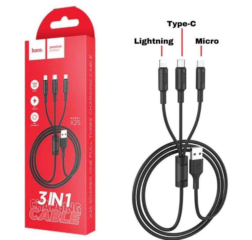 Cable Usb To Lightning Micro-usb Type-c X25 Soarer-3