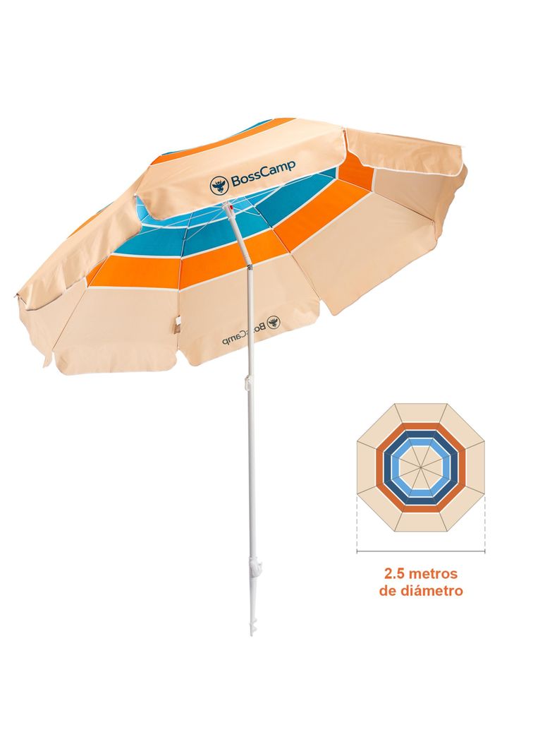 Quitasol Sombrilla Playa Grande 2,5 m UV+50 Quintay Sol Bosscamp-4
