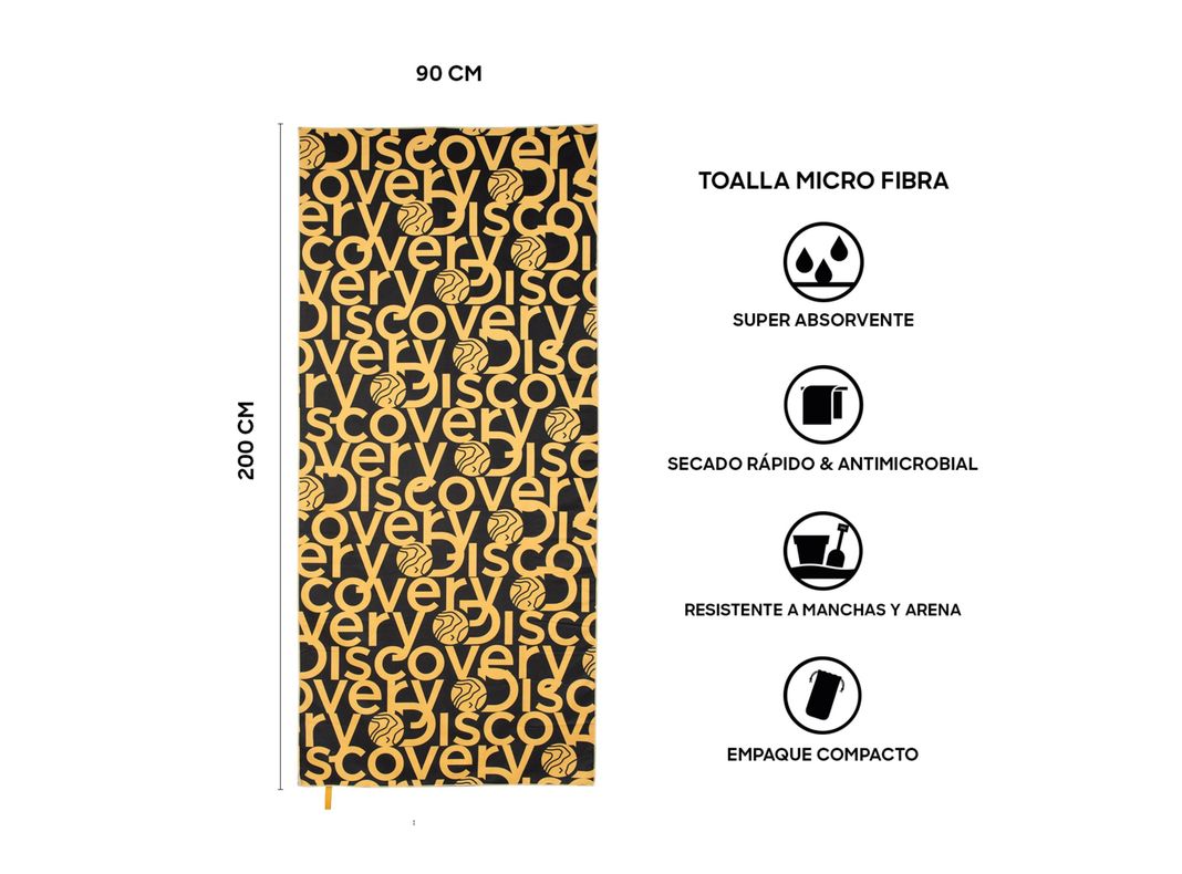 Toalla Microfibra grande Amarillo - Negro Discovery (90 x 200)-2