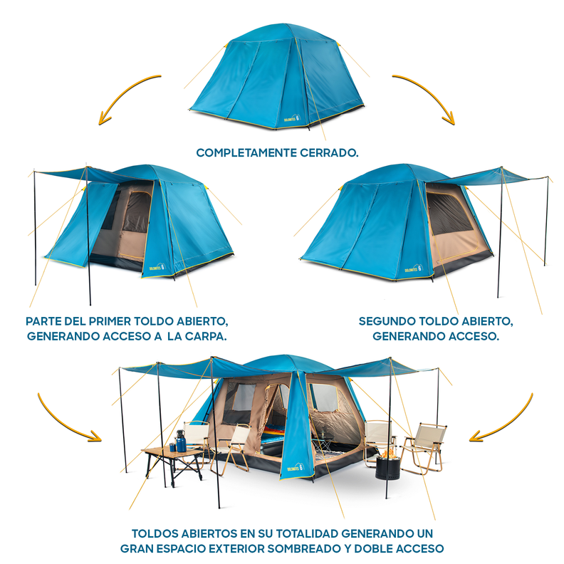 Carpa Camping Dolomites 6, 6 personas techo largo 3000 mm-6