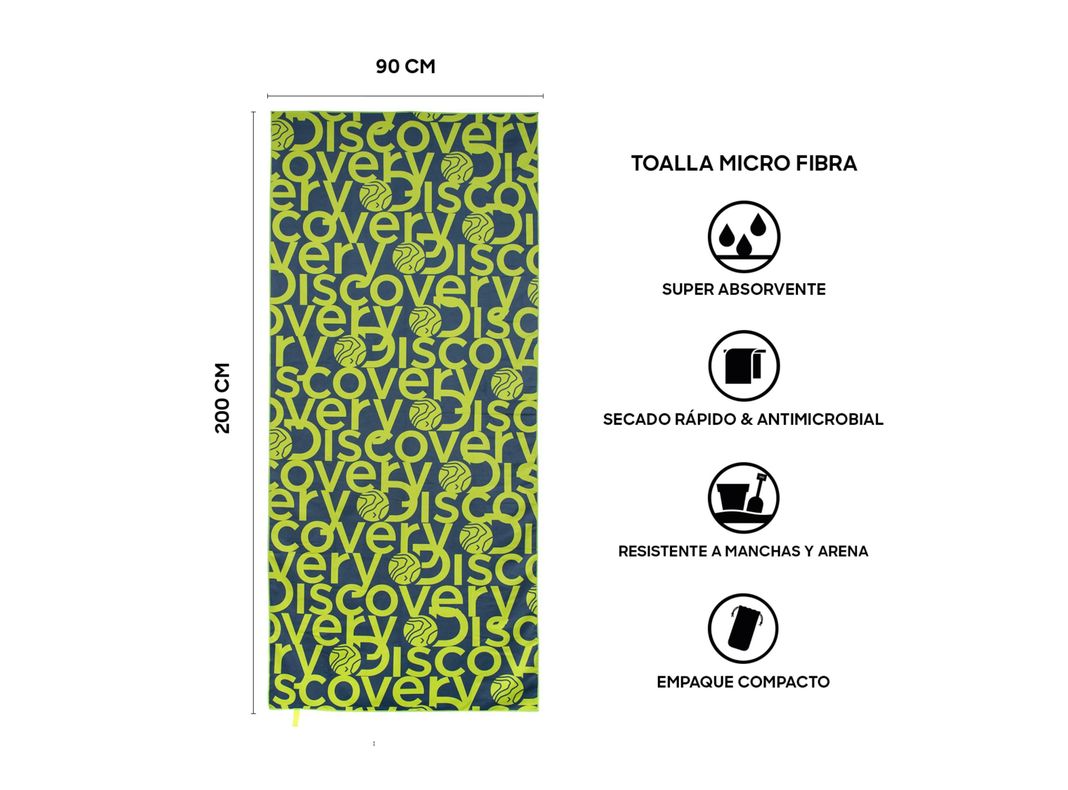 Toalla Microfibra grande Verde - Gris Discovery (90 x 200)-1