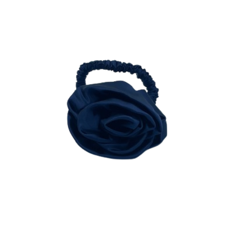 Rosa Scrunchie Collet de Seda Azul Marino-0