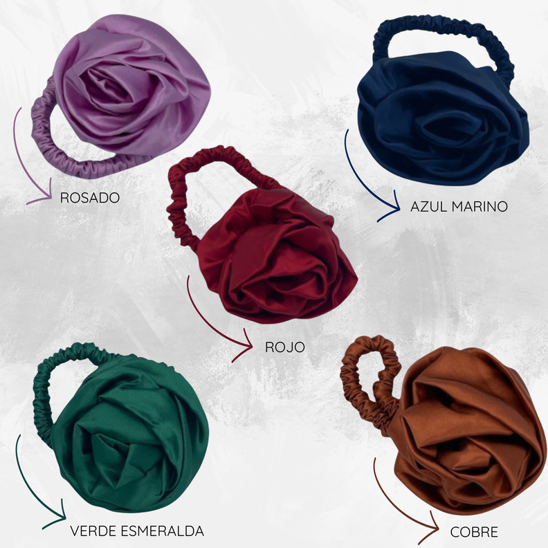 Rosa Scrunchie Collet de Seda Azul Marino-1