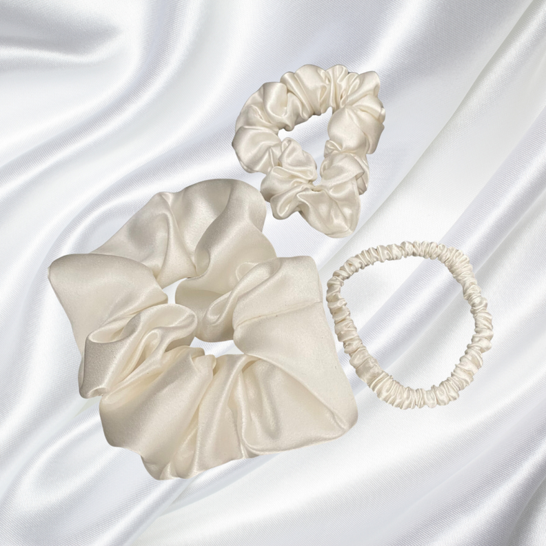 Set 3 Scrunchies Collet de Seda Marina Colorina 22 momme Marfil-1