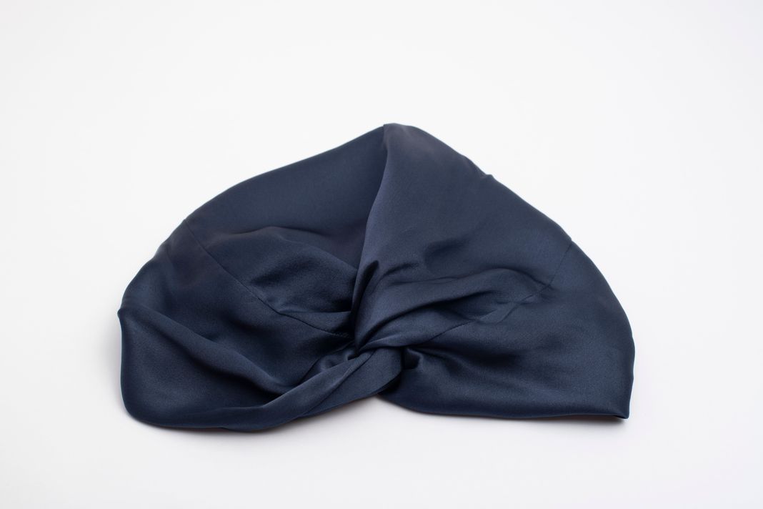 Turbante de Seda Marina Colorina Azul Marino-0