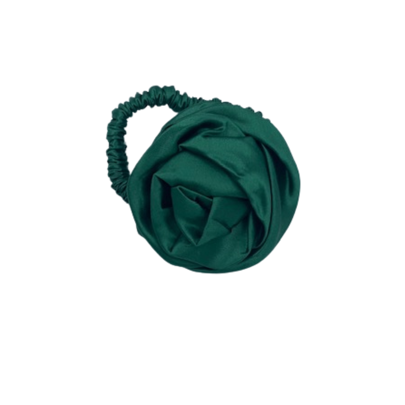 Rosa Scrunchie collet de Seda color verde esmeralda -0
