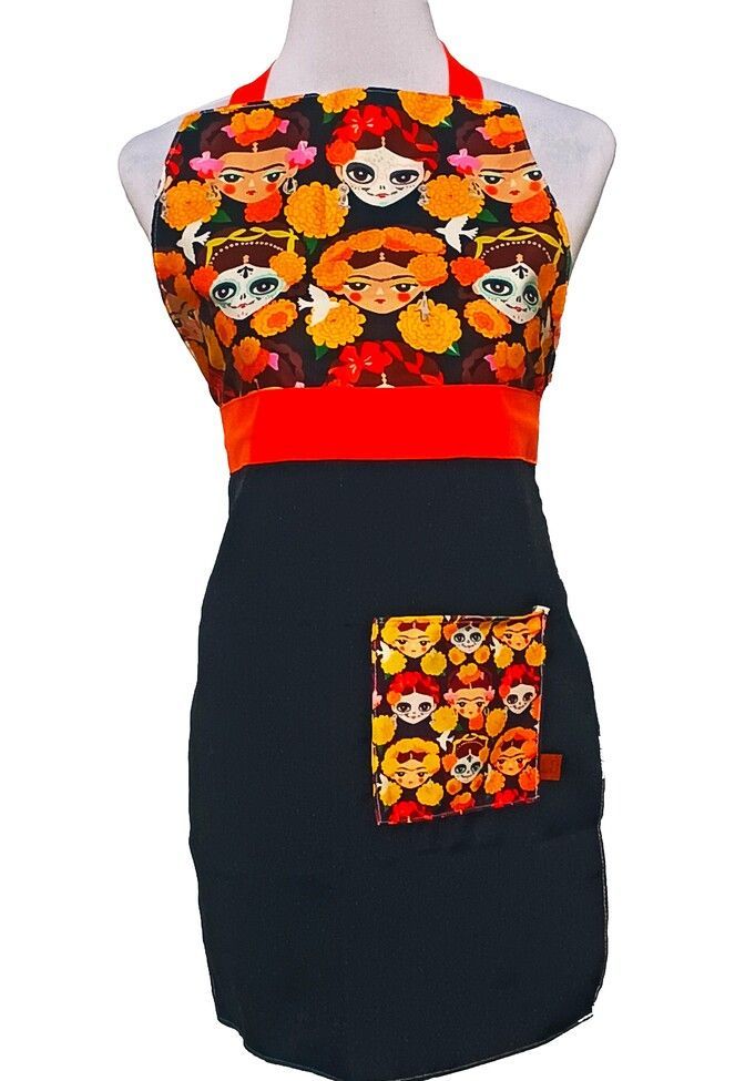 DELANTAL DE COCINA ALGODÓN AMERICANO - FRIDA CATRINA-0