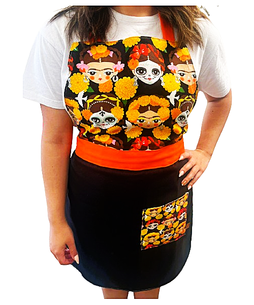 DELANTAL DE COCINA ALGODÓN AMERICANO - FRIDA CATRINA-1