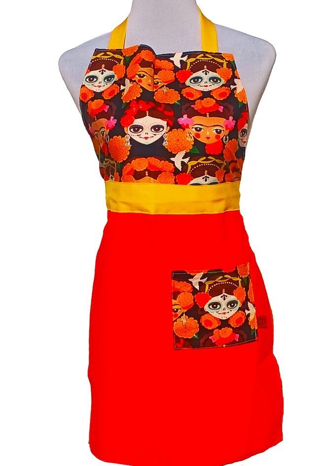DELANTAL DE COCINA ALGODÓN AMERICANO - FRIDA CATRINA-0