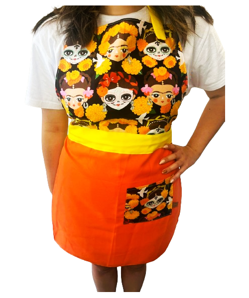 DELANTAL DE COCINA ALGODÓN AMERICANO - FRIDA CATRINA-1