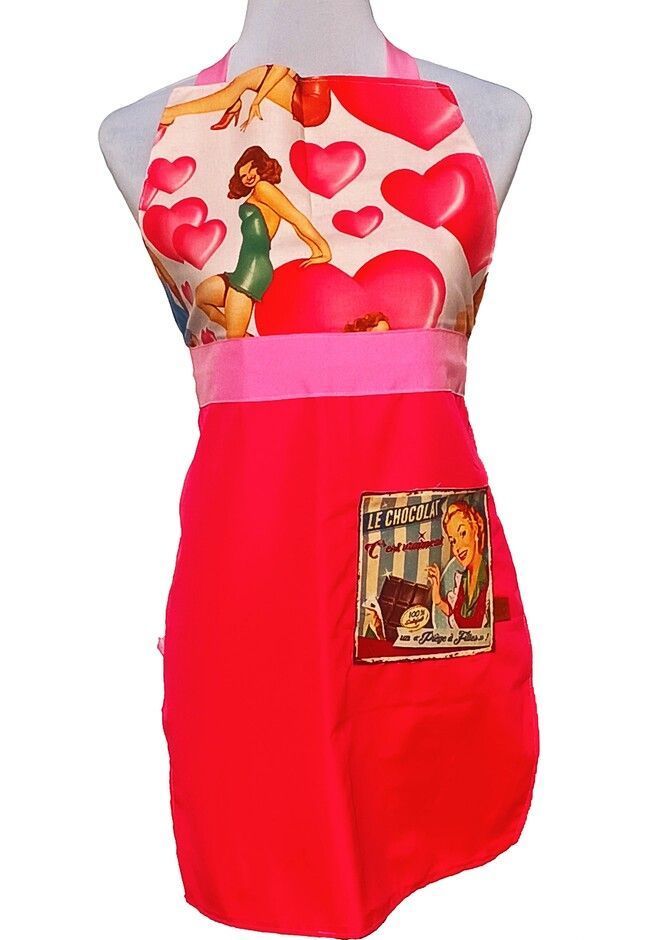 DELANTAL DE COCINA ALGODÓN AMERICANO - CORAZONES-0