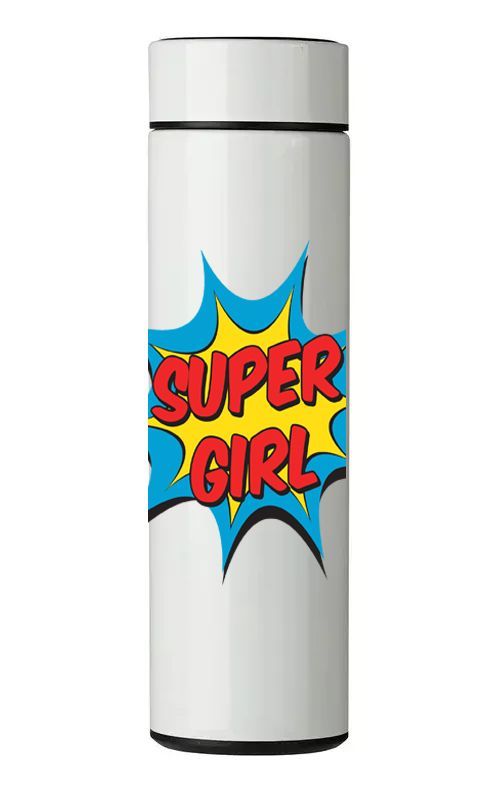TERMO DIGITAL CON TERMÓMETRO - SUPER GIRL - 450 ML-0