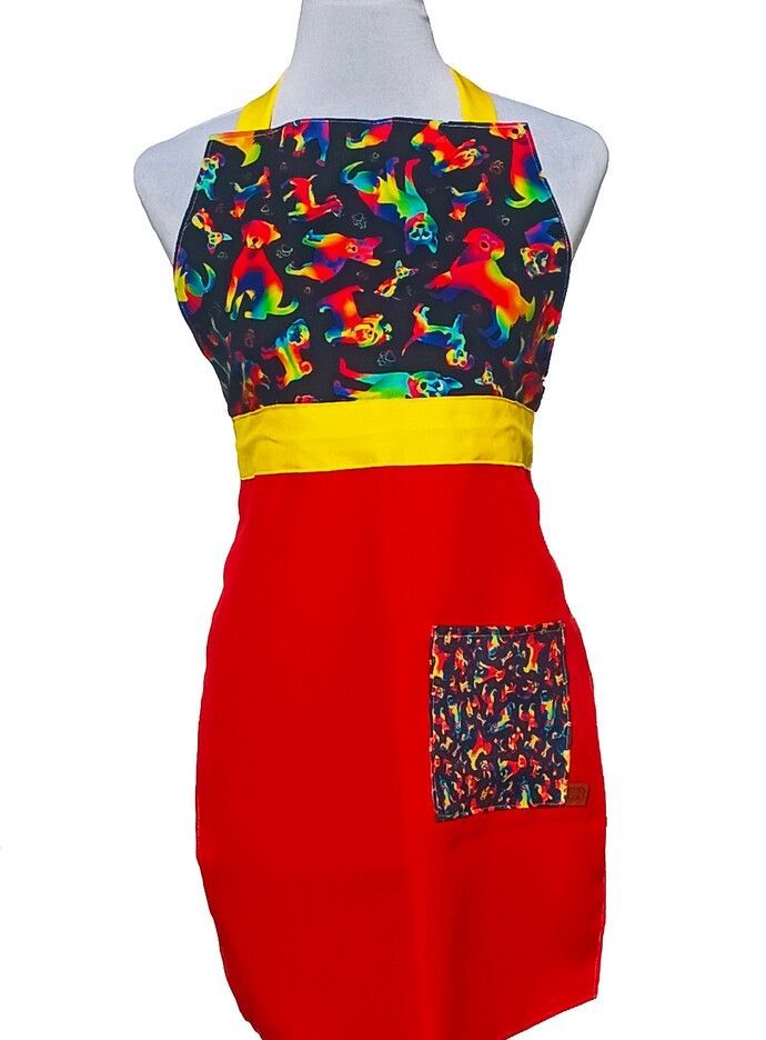 DELANTAL DE COCINA ALGODÓN AMERICANO - PERRITOS COLORES-0
