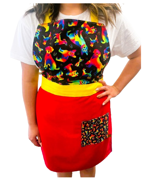 DELANTAL DE COCINA ALGODÓN AMERICANO - PERRITOS COLORES-1