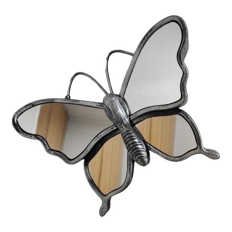 Set 3 Pcs Espejos Diseño Mariposas Plateadas y Doradas 19x25 Cm C/u-2