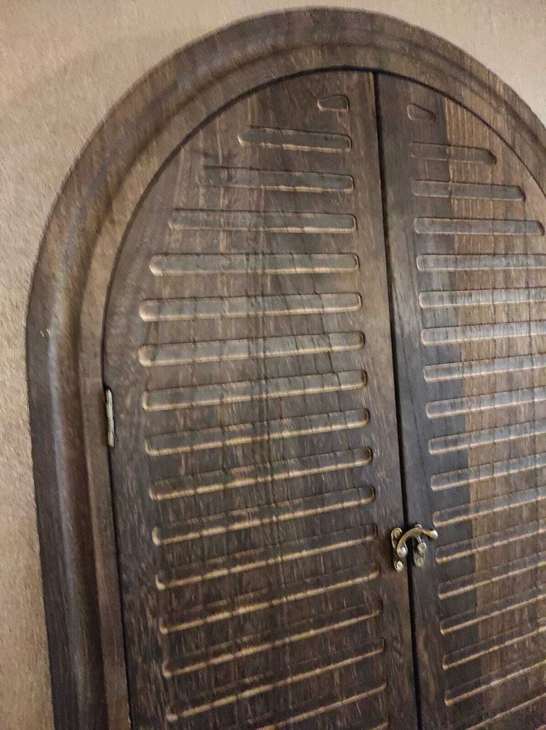 Espejo De Madera Cafe Oscuro Forma Ventana Con Puertas 44x66 Cm-6