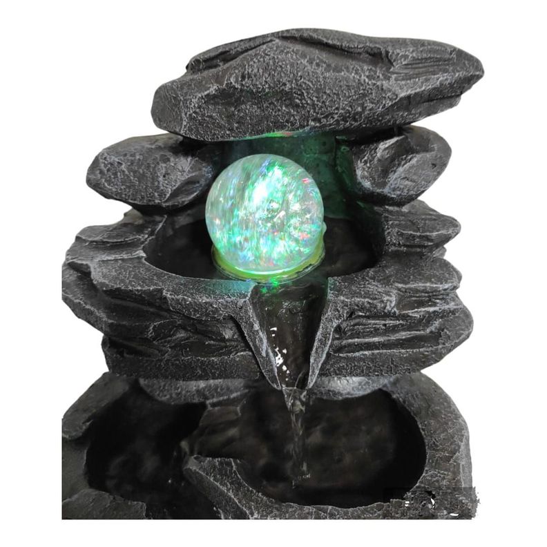 Fuente De Agua Diseño Piedra Con Luz Y Esfera, 35 Cm Alto-1