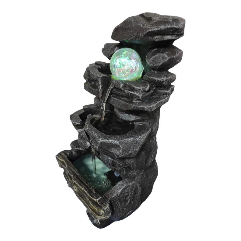 Fuente De Agua Diseño Piedra Con Luz Y Esfera, 35 Cm Alto-2