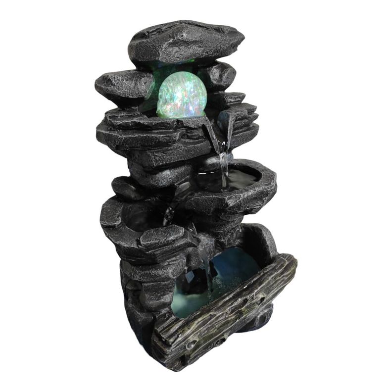 Fuente De Agua Diseño Piedra Con Luz Y Esfera, 35 Cm Alto-3